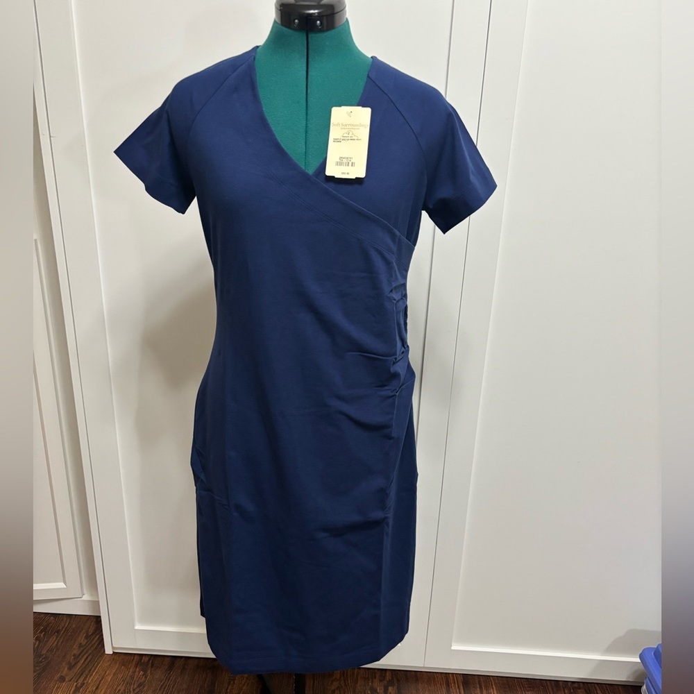 Soft Surroundings Shapely Anywear Navy V-Neck Short Sleeve Sheath Dress size M